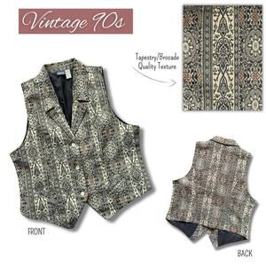 Vintage 90s Brocade Tapestry Vest SteamPunk VictorianGoth ShabbyChic Lagenlook